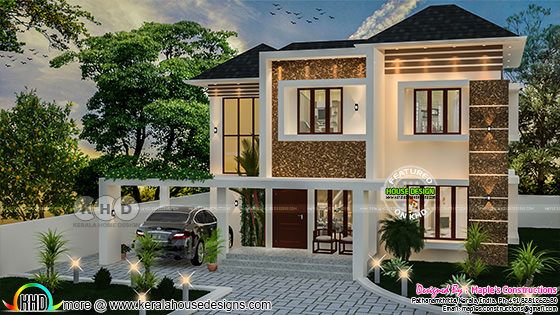 Sloping roof style Kerala home design