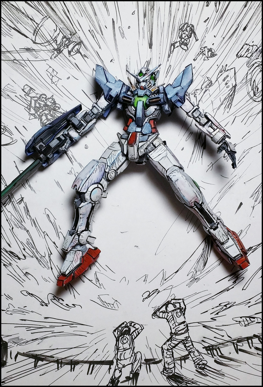 Manga Color Sketch Style Customized GunPlas Gundam Kits Collection