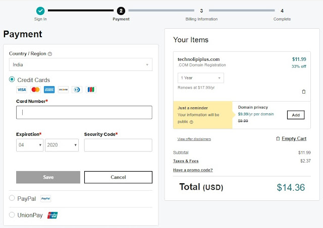 Godaddy Account not Showing Net Banking, Debit Cards, Wallets and UPI Payment options for India