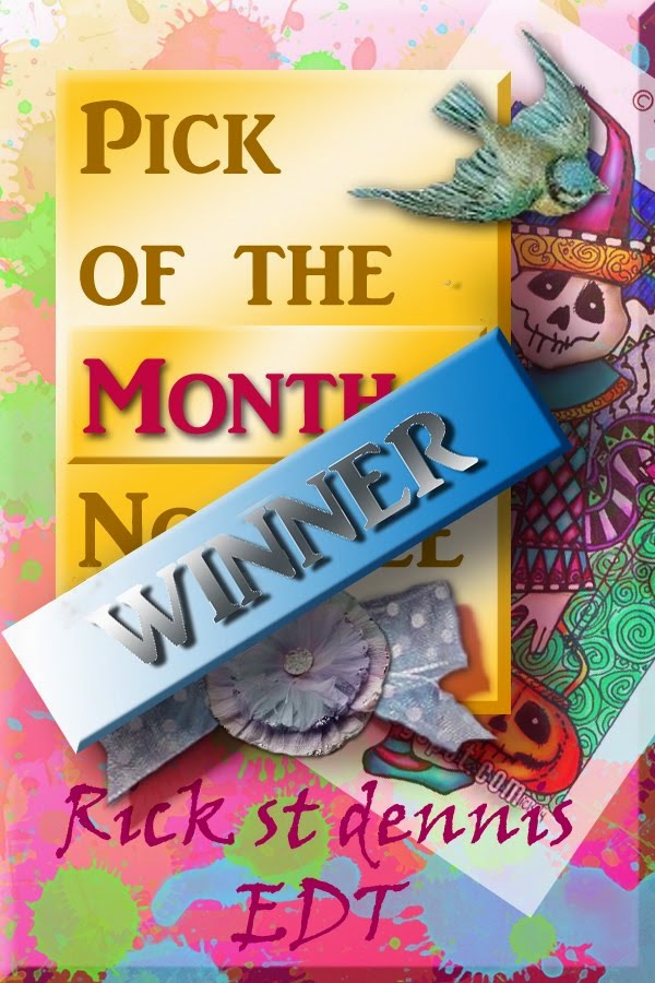 I was Pick of the Month for my card featuring Standing Busy Bee