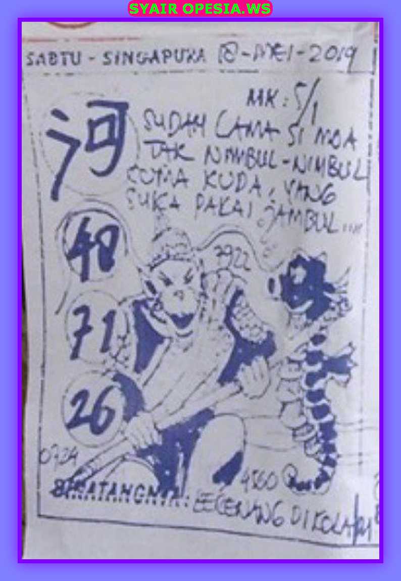 Kode syair sgp hari sabtu 18 Mei 2019 GOsyair SEDIA KODE