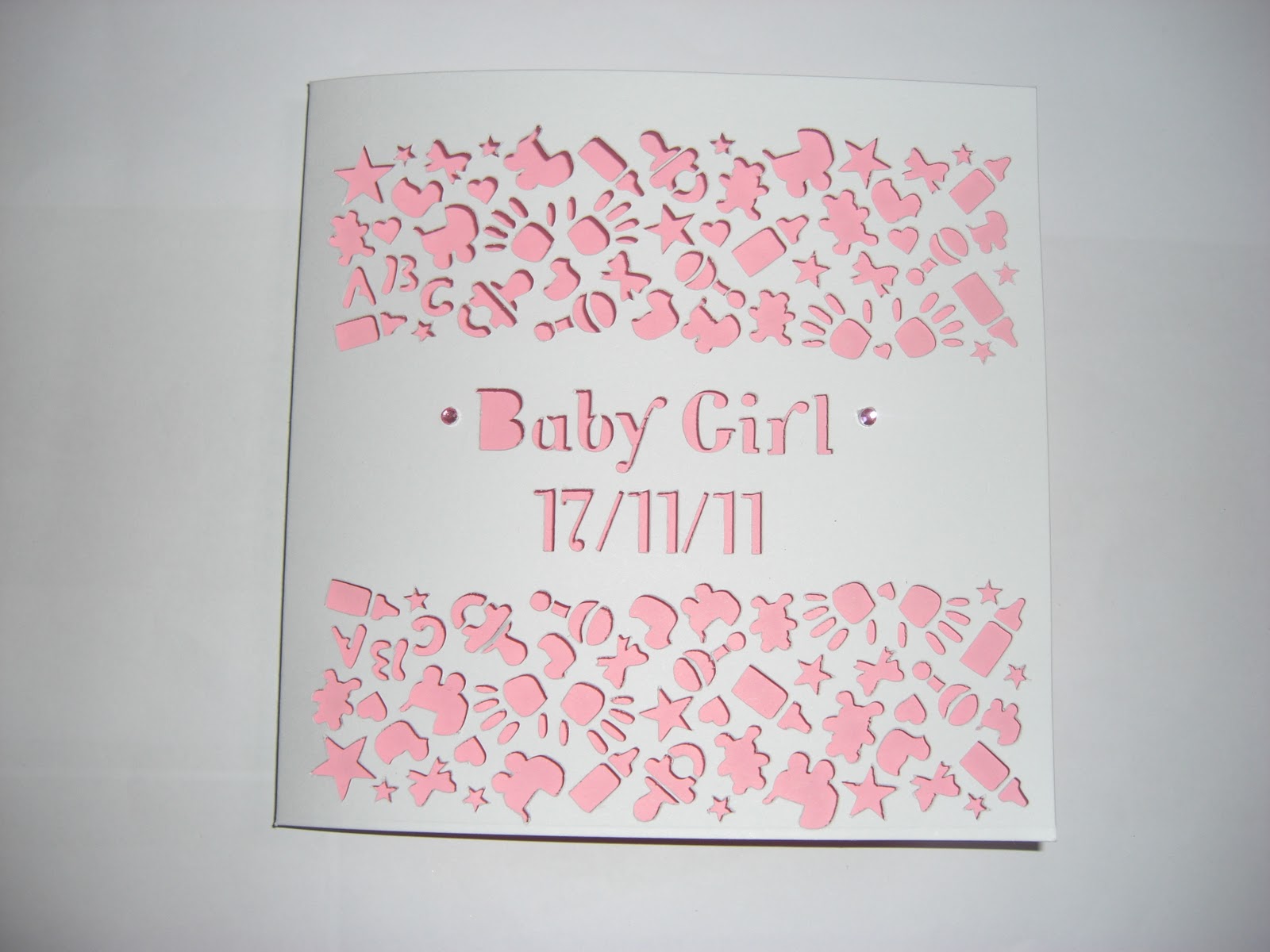 Sweet Pea Design: Laser Cut Personalised New Baby/Christening Card