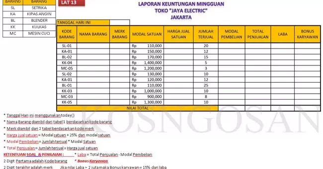 Revisi Terbaru Contoh Soal Excel Untuk Melamar Kerja Ops Sekolah Kita