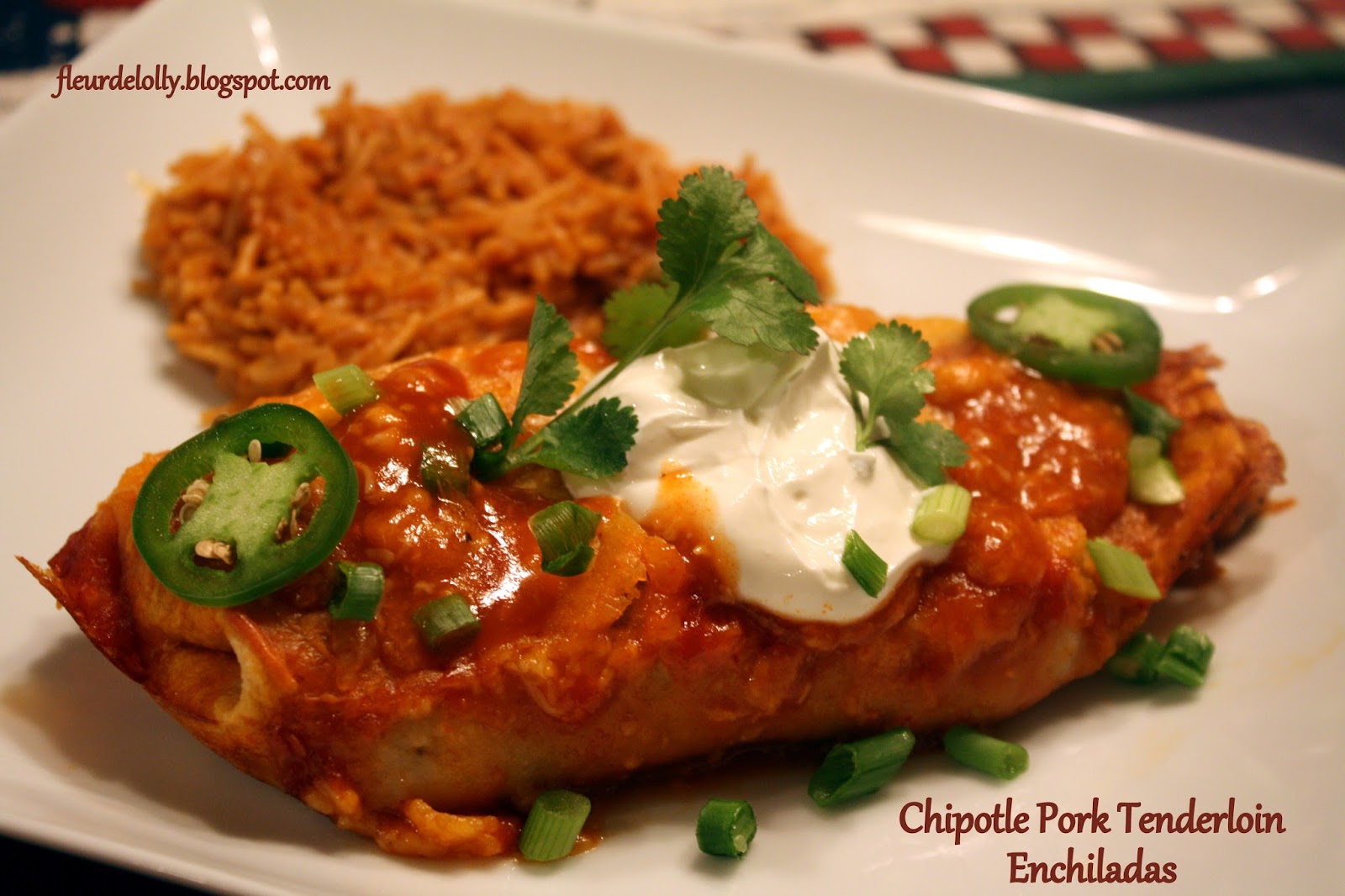 Fleur de Lolly Spicy Chipotle Pork Tenderloin Enchiladas