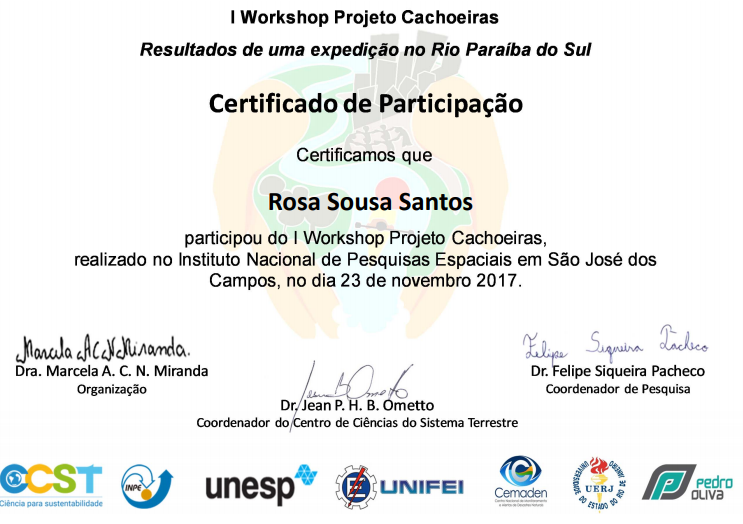 I Workshop do Projeto Cachoeiras