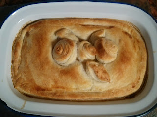 Sausage Pie with Puff Pastry Top