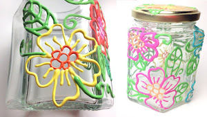 Cómo decorar frascos con pasta relieve de colores
