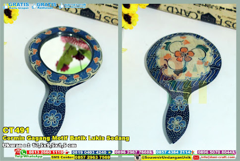 Cermin Gagang Motif Batik Lukis Sedang