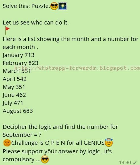 decipher the logic and find the number for september