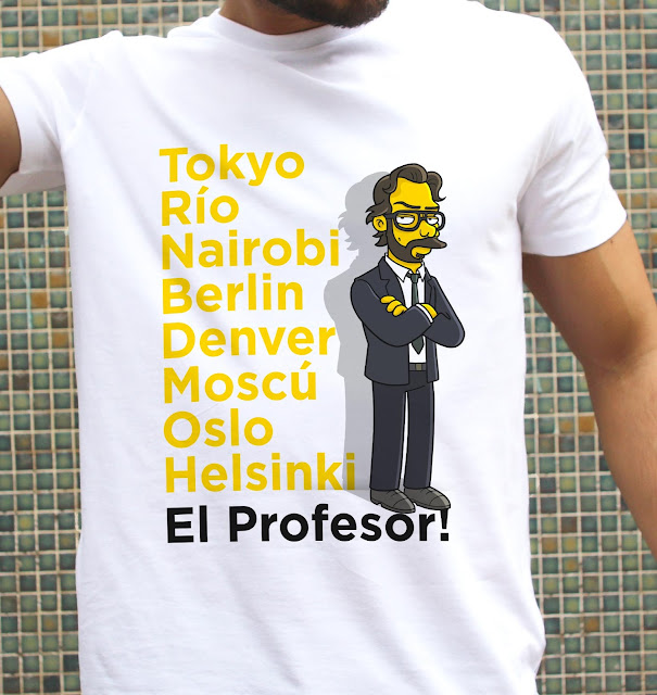 T-shirt La Casa de Papel - El Profesor la casa de papel, la-casa-de-papel, el profesor, berlin, tokyo, rio, denver, nairobi, moscu, helsinki, oslo, arturito, arturo, monica, mónica gaztambide, alison parker, salva, t shirt casa de papel, casa papel, casa de papel, bella ciao, empieza el matriarcado, soy la puta ama