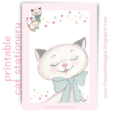 Free printable vintage cat stationery - freebie