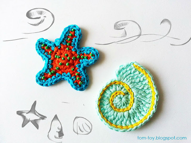 Crochet sea appliques kids clothing embellishment