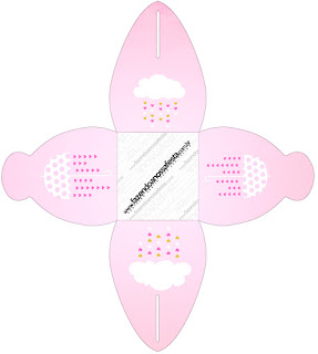 Blesing Rain for Girls: Free Printable Boxes. You can use this box for chocolates, candies or cupcakes.
