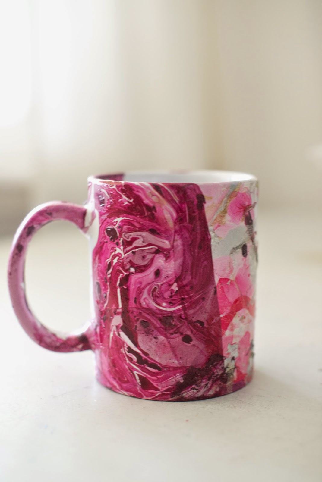 Domestic Fashionista DIY Marbled Nail Polish Coffee Mugs