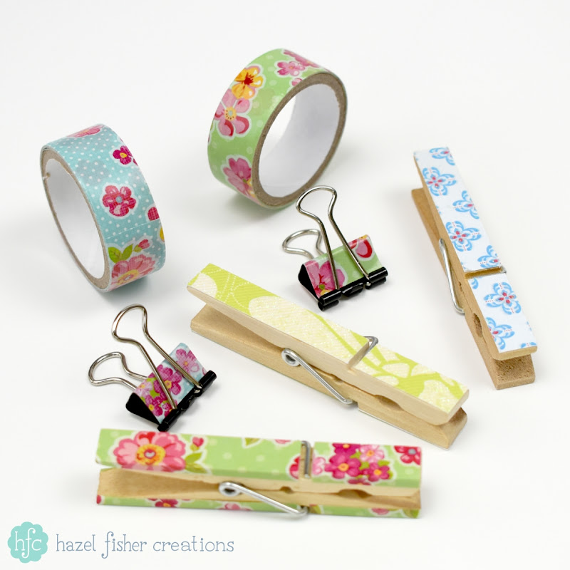 Decorated peg and binder clips DIY craft tutorial by Hazel Fisher Creations