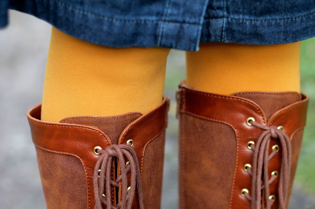 60s inspired mustard tights with boots 60s inspired mustard tights with boots