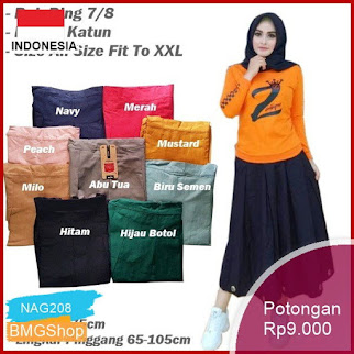 NAG208 Rok Wanita Katun Ring 7 8 Rempel Maxi Bmgshop