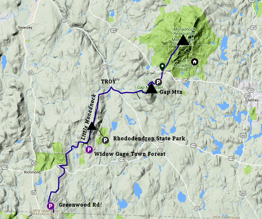 Along the NETCohos NH MM Section 19b20a Greenwood Road to Widow