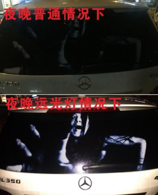 Car Owners Found A Way To Teach High-Beam Drivers A Lesson Using Scary Car Decals! Car Owners Found A Way To Teach High-Beam Drivers A Lesson Using Scary Car Decals!