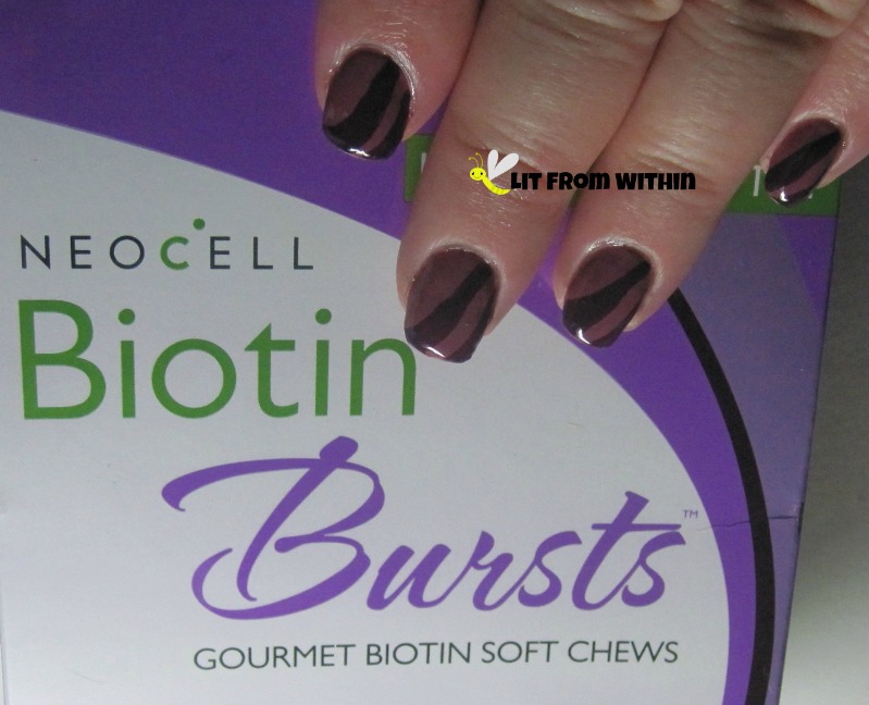 Neocell Biotin Bursts-inspired nail art with Maybelline Mauve in Manhattan and Milani Hipster Plum