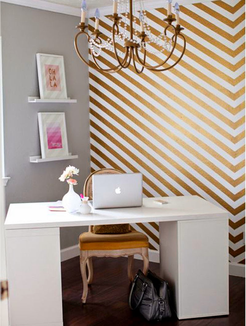 golden and white deco office