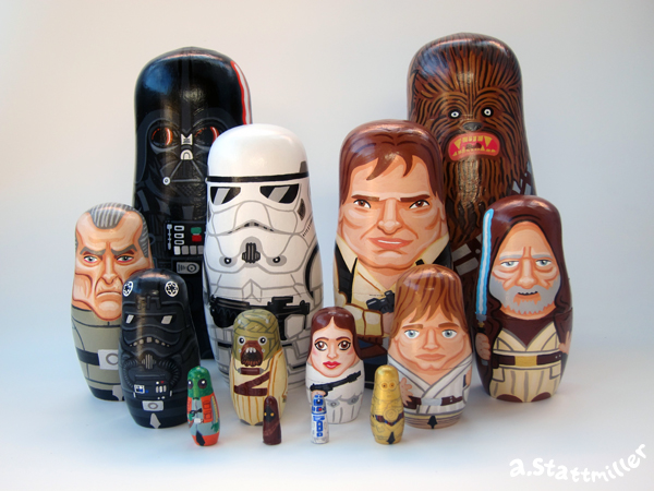 Matryoshka Mania: Star Wars Green Pear Diaries, ilustraciones, matrioskas, Andy Stattmiller, Matryoshka Mania, Star Wars