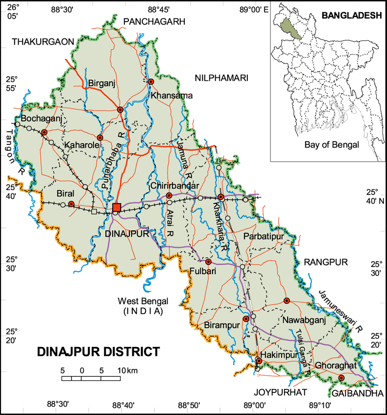 Dinajpur District Map Bangladesh