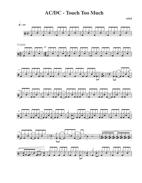 AC/DC - Touch Too Much | Partituras para Batería