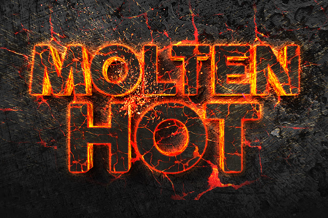 Plantilla para crear texto con efecto de fuego y lava para Photoshop