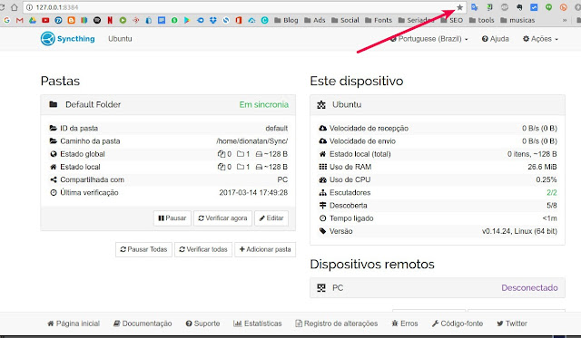 Syncthing interface Syncthing interface