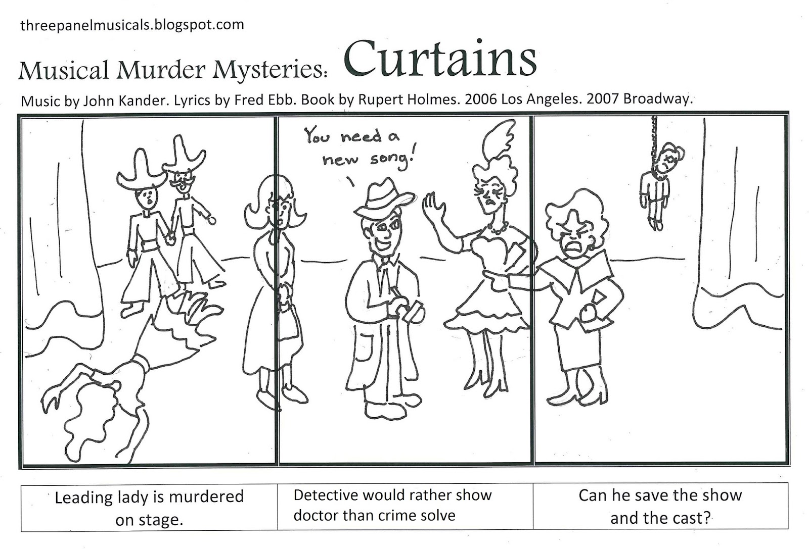 Three Panel Musicals Murder Mysteries Curtains