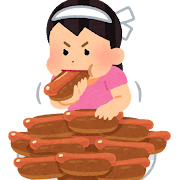 フードファイターのイラスト（女性）