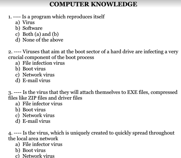 Virus Security MCQs Multiple Choice Questions and Answers PDF Matterhere