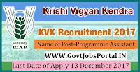 Krishi Vigyan Kendra Recruitment 2017– Programme Assistant
