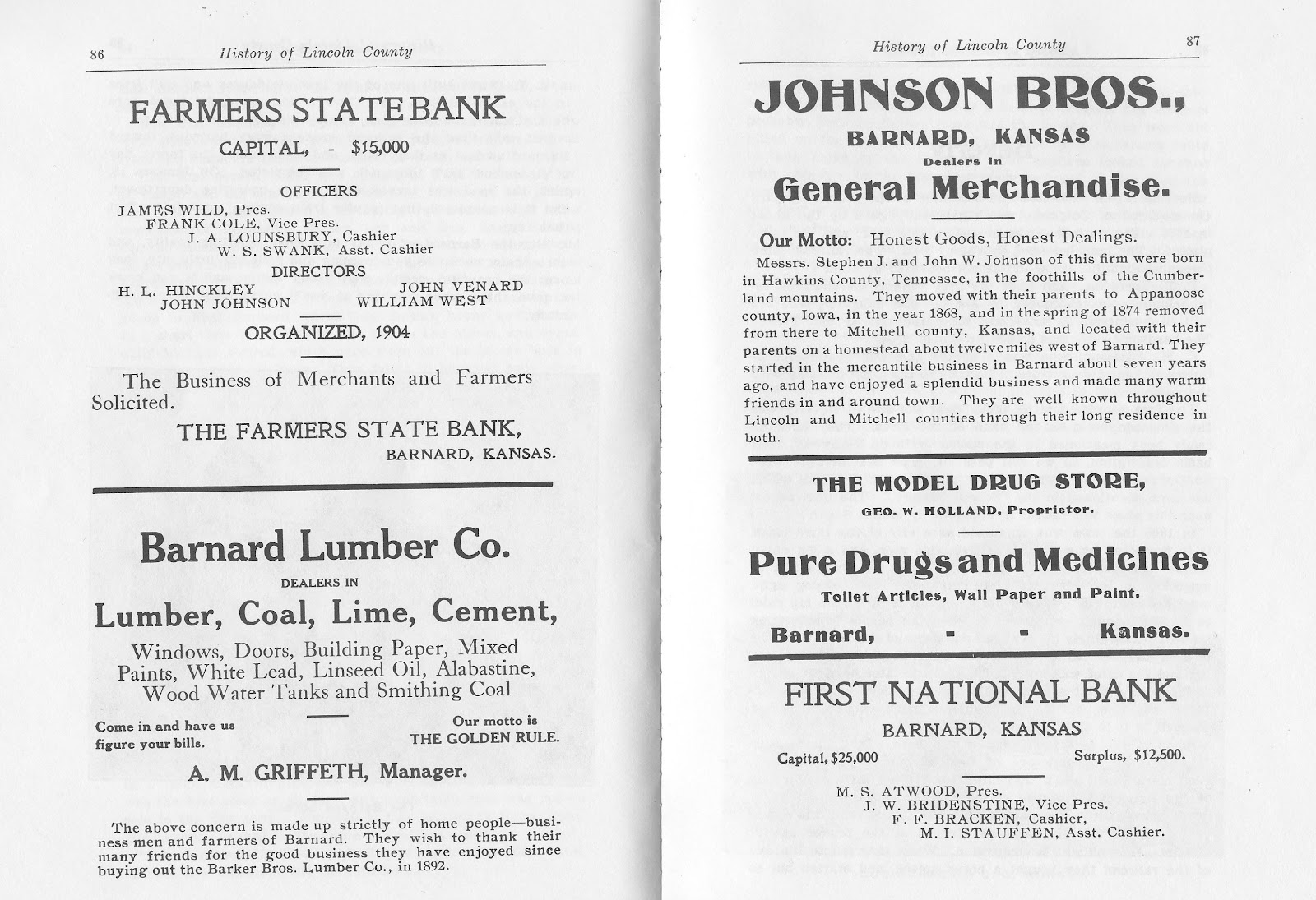 Barnard Banter A History of Barnard, Kansas