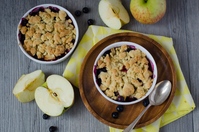 Crumble pommes myrtilles
