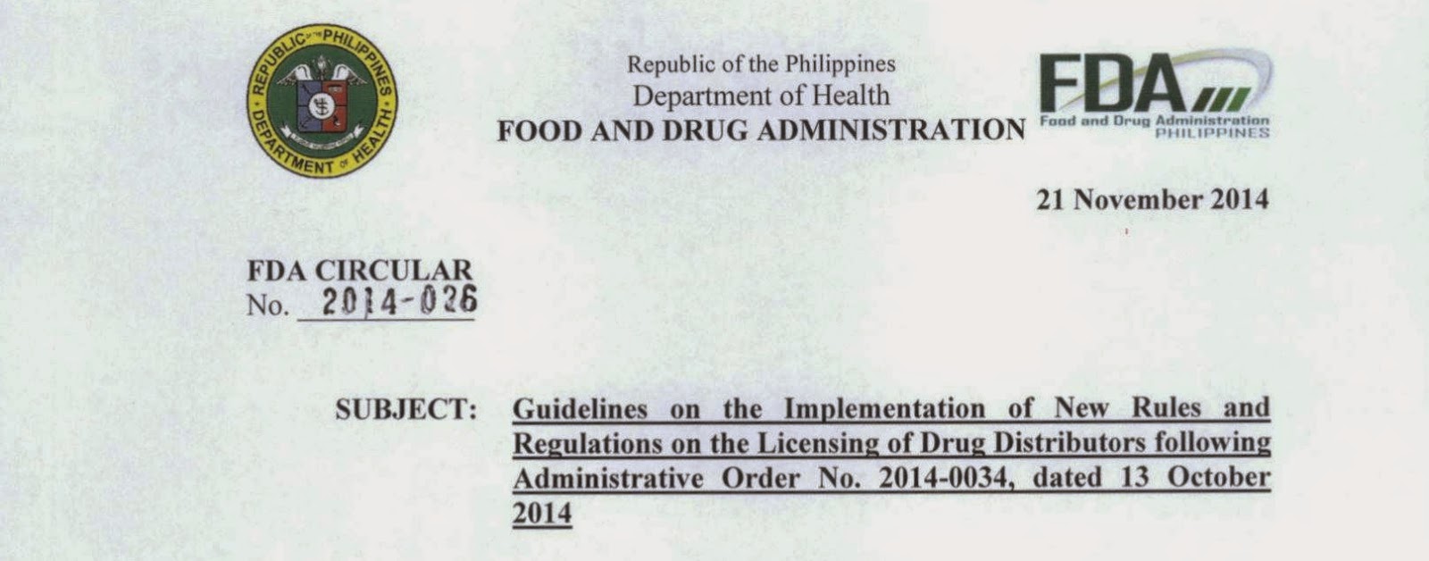 Philippine FDA New Requirements for the Licensing of Drug Distributors