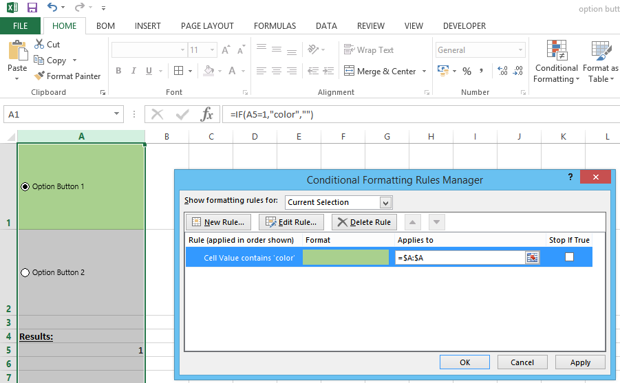 Do My Excel Blog How To Highlight An Option Button In EXCEL When It Is 