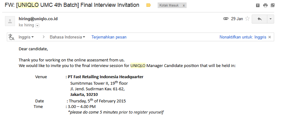 Membalas Email Undangan Interview