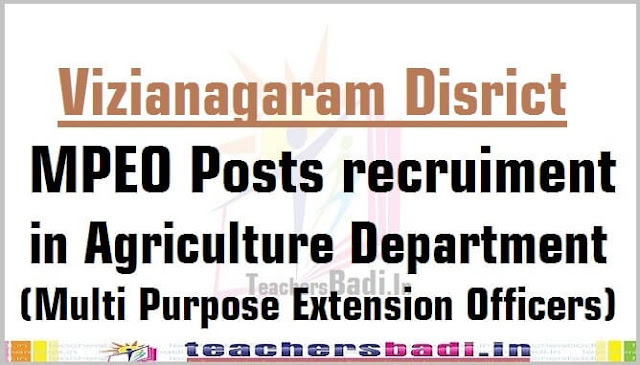 Vizianagaram MPEO Posts 2016 in Agriculture Department Vizianagaram,MPEO Posts,Agriculture Department