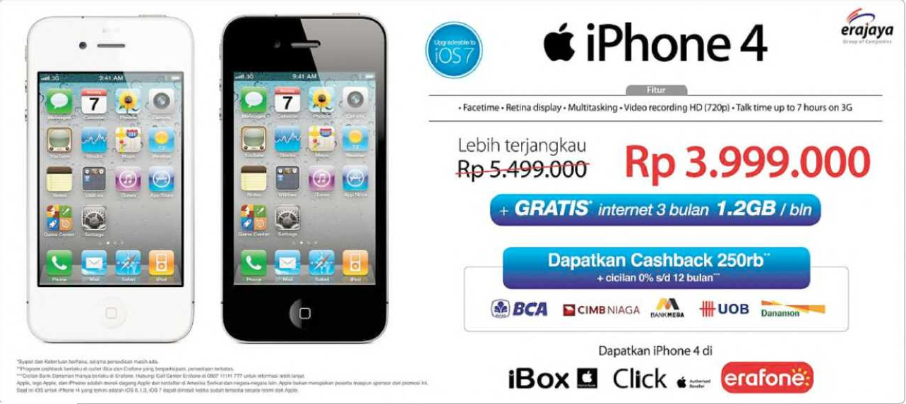 iPhone 4 harga Rp 3.999.000