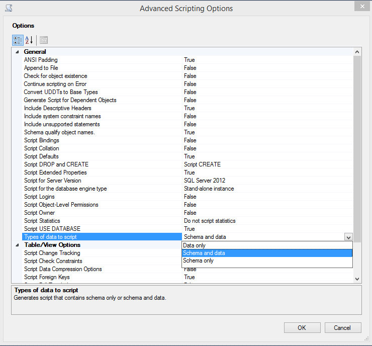 Midnight learner generate insert scripts with data
