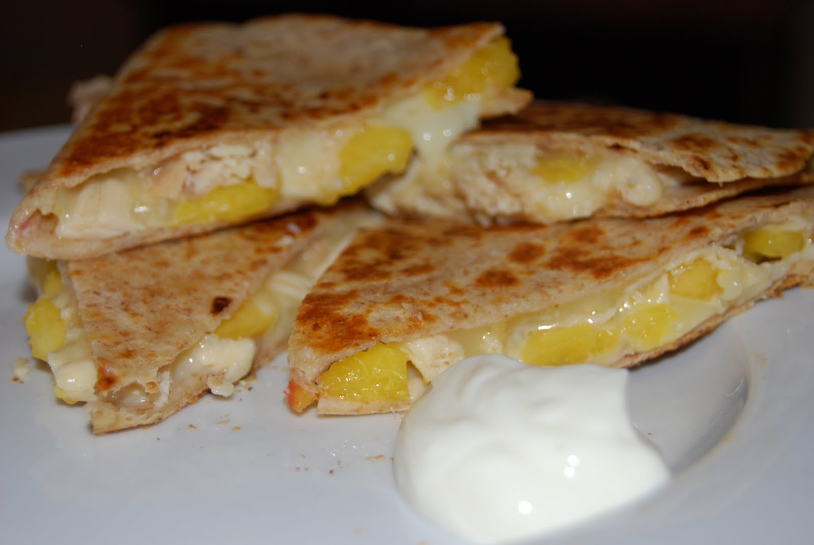 Juliann's Easy Eats Pepper Jack, Chicken and Peach Quesadillas