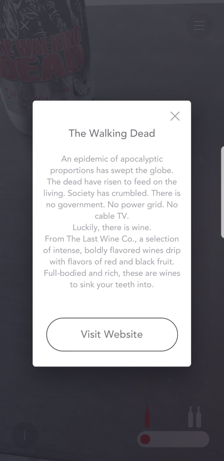 The Walking Dead wine with Living Wine Labels augmented reality app 