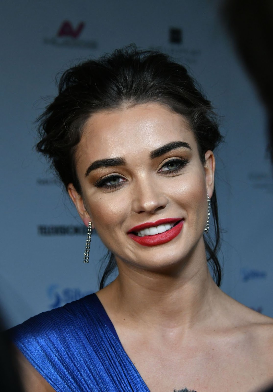 Amy Jackson Super Sexy Skin Show in a Blue Revealing Dress At The Asian Awards 2017 At The Hilton Park Lane in London