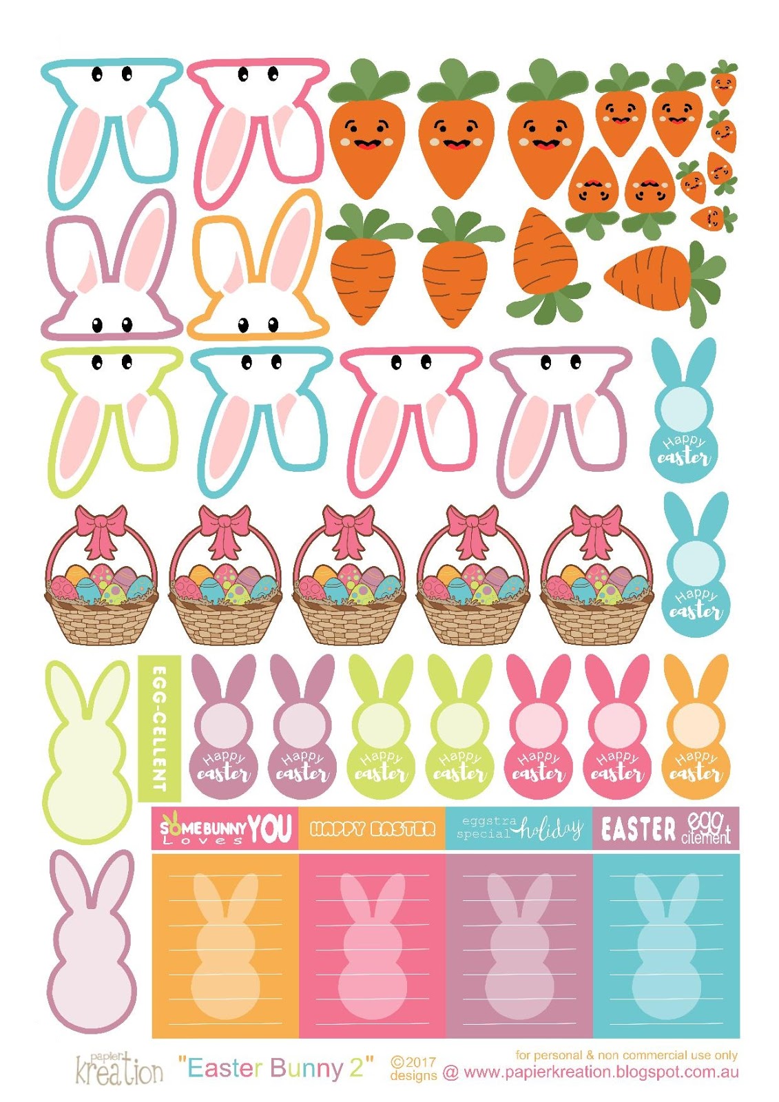 papier kreation: Easter Bunny Printables Planner Sticker Part 2