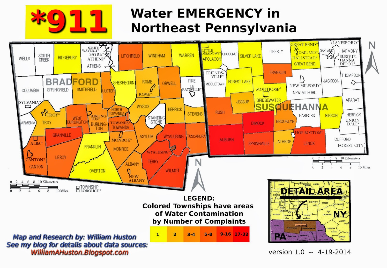 BillHustonBlog 911 Emergency! Water contamination map NE PA