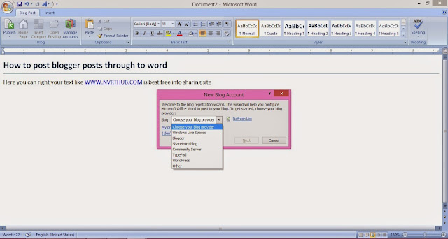 blogging posting and manage your blog through to microsoft word