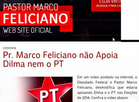 Marco feliciano não apoia Dilma Roussef