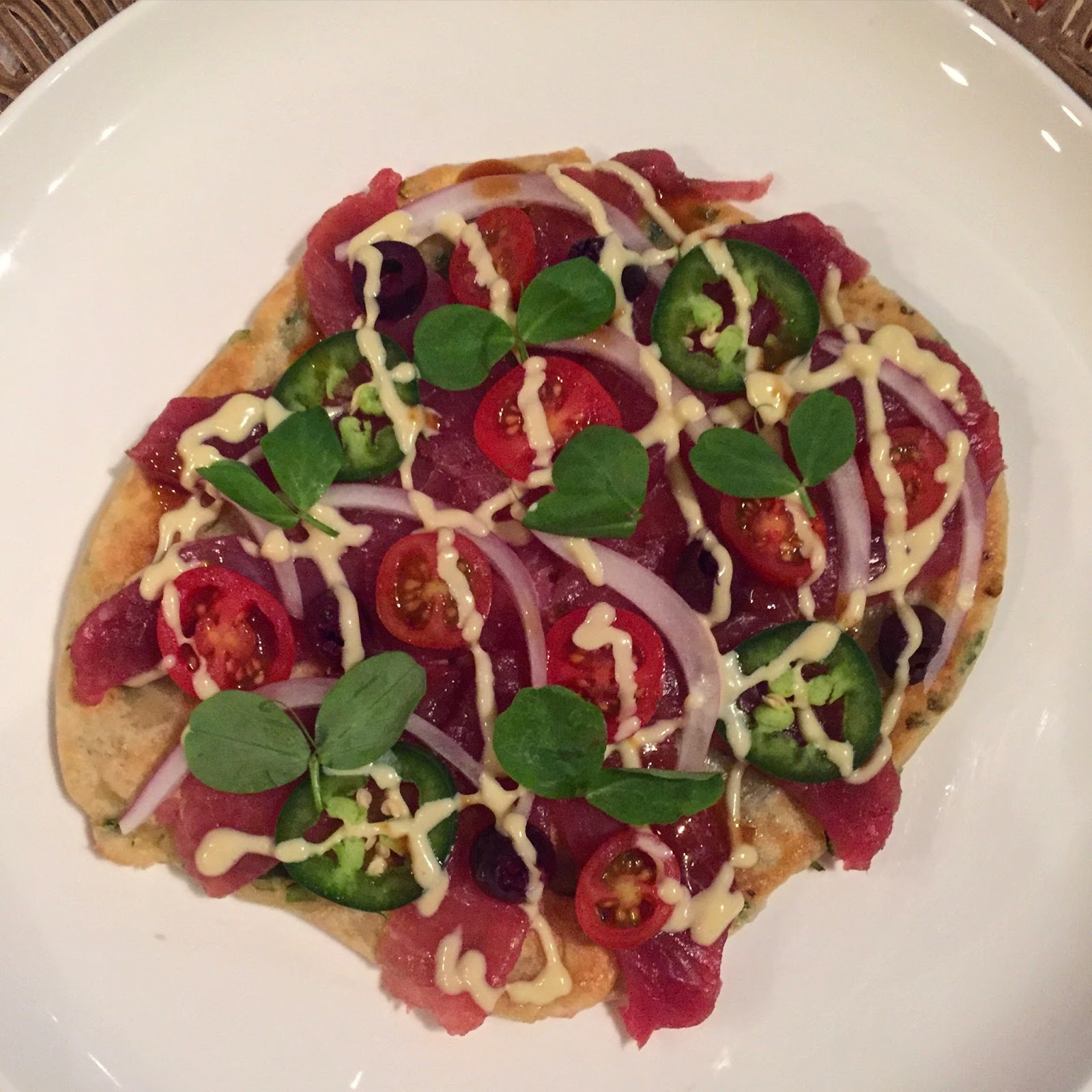 TheMDChef Tuna Sashimi Pizza on Scallion Pancakes